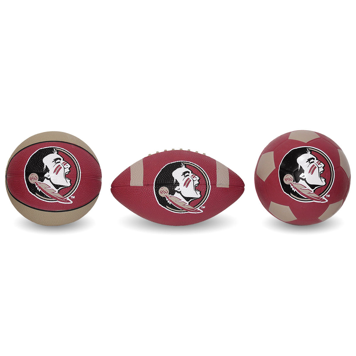 Baden Seminole Logo 3pk Rubber Micro Sports Ball Set