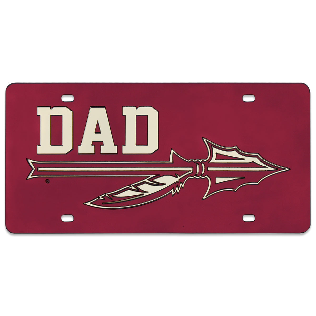 Rico Dad Spear Design Mirrored Acrylic License Plate - Garnet