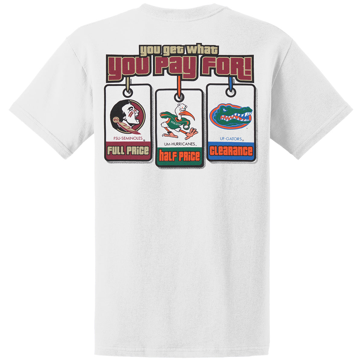 Ragz Men's Florida State You Get What You Pay For Design Short Sleeve T-shirt - White