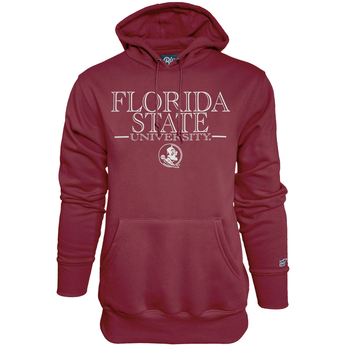 Blue 84 Adult/Unisex Florida State University Seminole Logo Design Fleece Hoodie - Garnet