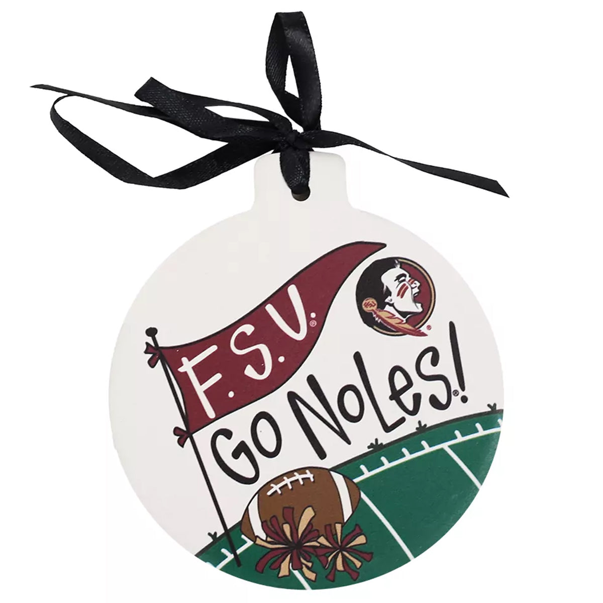 Magnolia Lane FSU Go Noles/Seminole Logo Football Design Round Stone Ornament