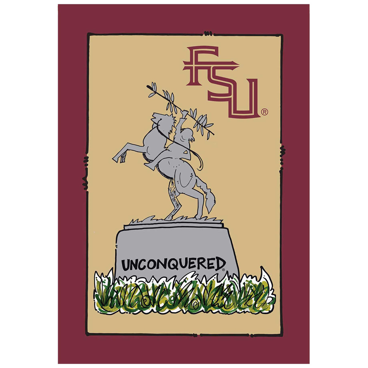 Magnolia Lane FSU Unconquered Statue 10" x 28" House Flag