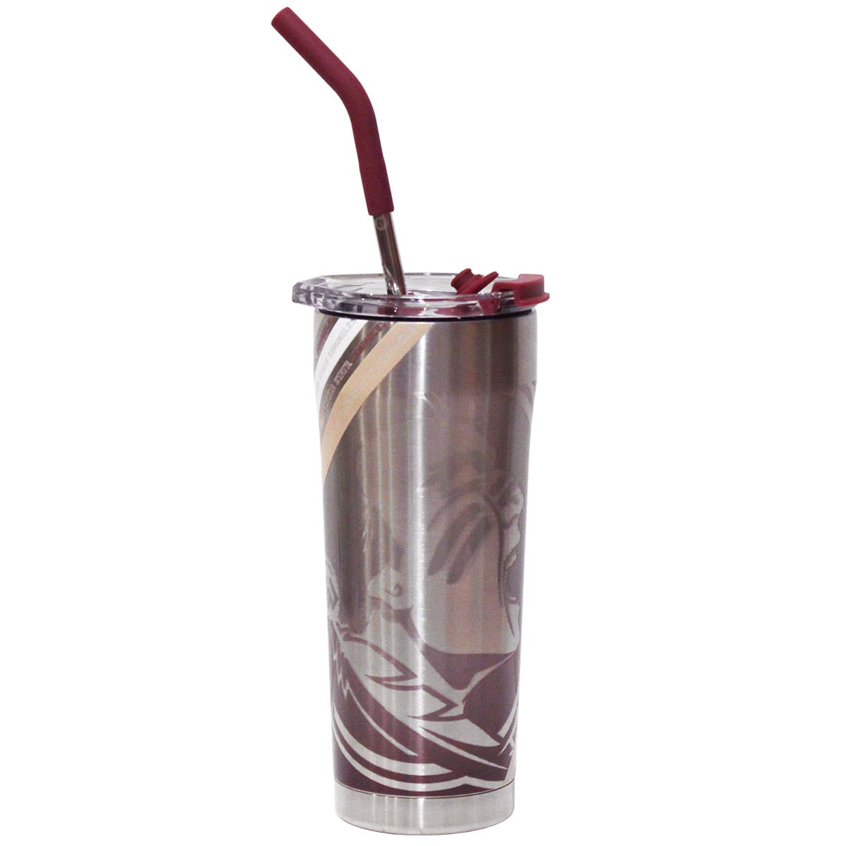 Gametime Sidekicks Seminole Logo/Stacked FSU Design 20oz Stainless Steel Insulated Straw Tumbler - Silver