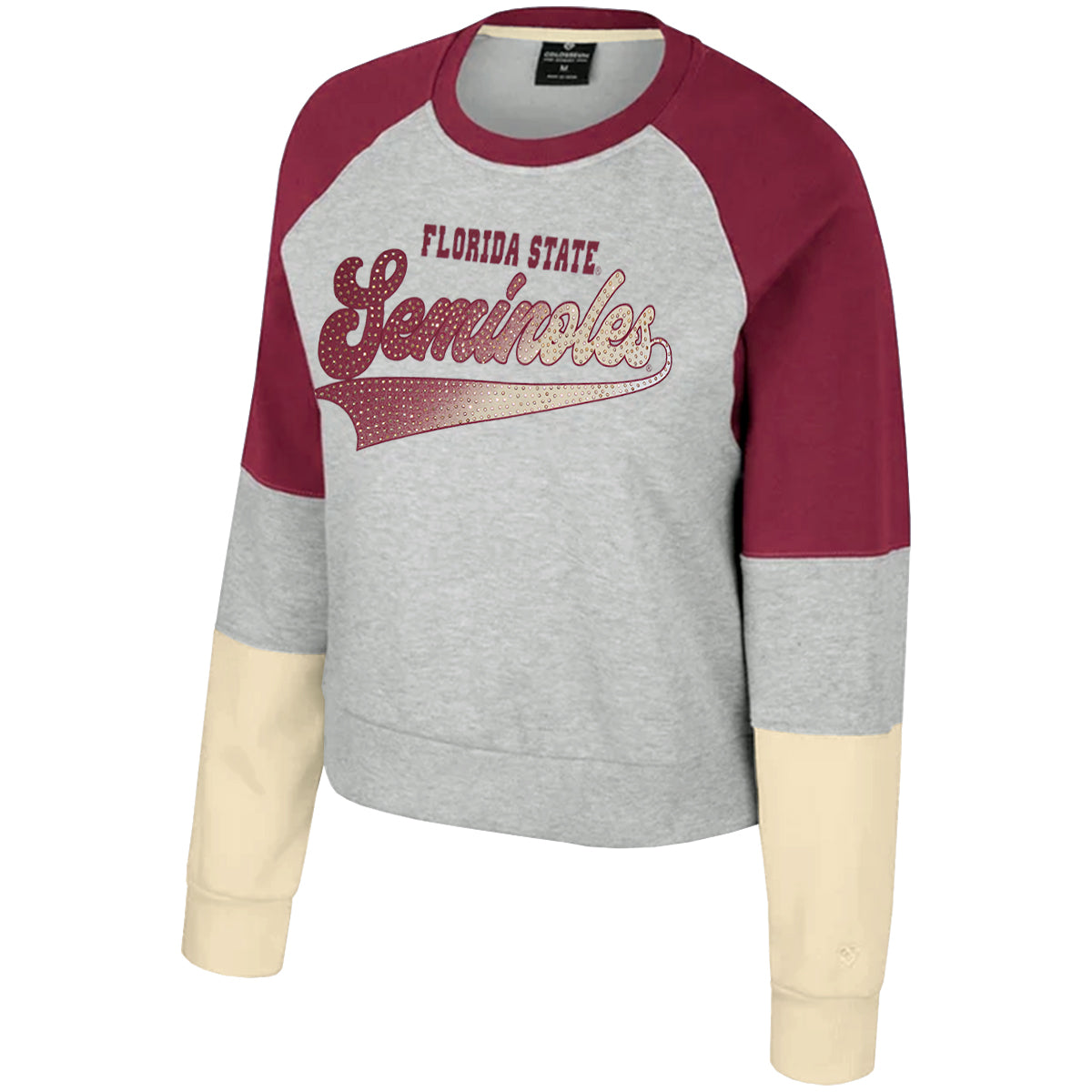 Colosseum Youth Girl's Florida State Seminoles Crew Fleece - Grey/Garnet/Gold