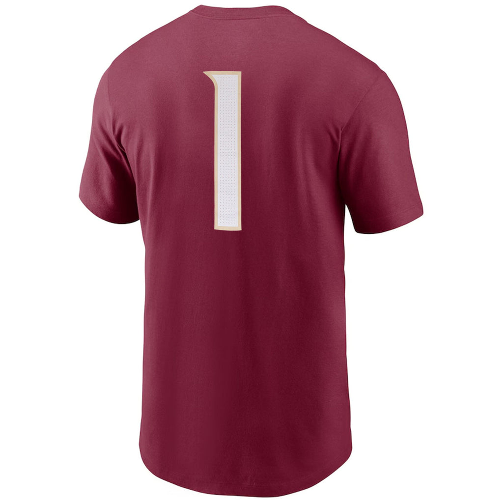 Nike Men's Seminole Logo #1 Short Sleeve Jersey T-shirt - Garnet