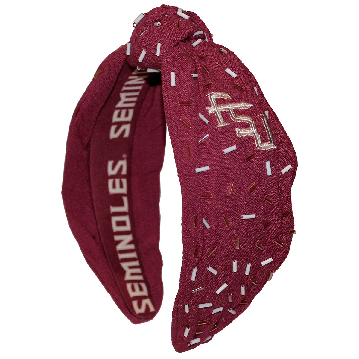 Emerson Street Women's Stacked FSU Embroidered Beaded Headband - Garnet