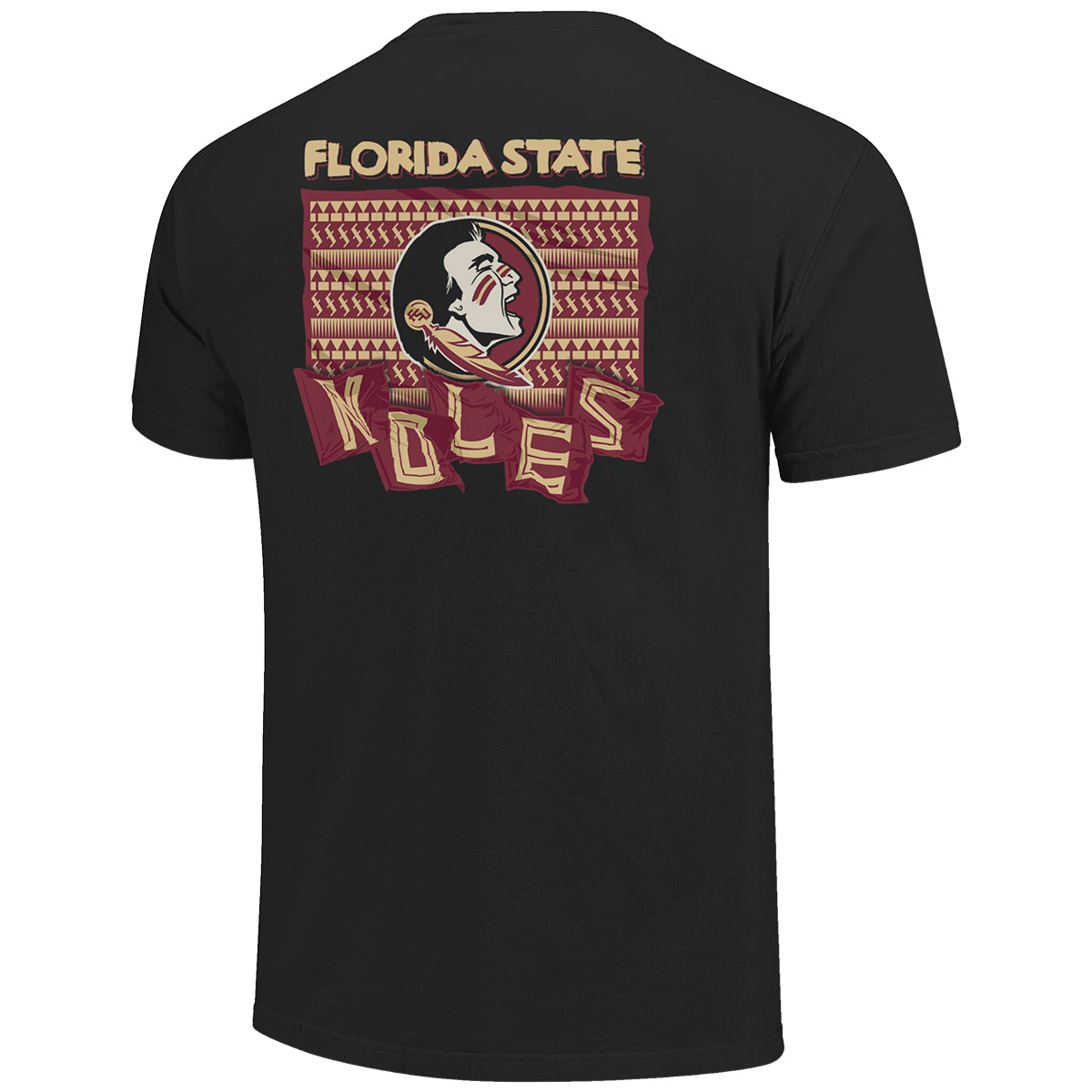 Image One Men's Florida State Seminole Logo/Noles Design Soft Washed Short Sleeve T-shirt - Black