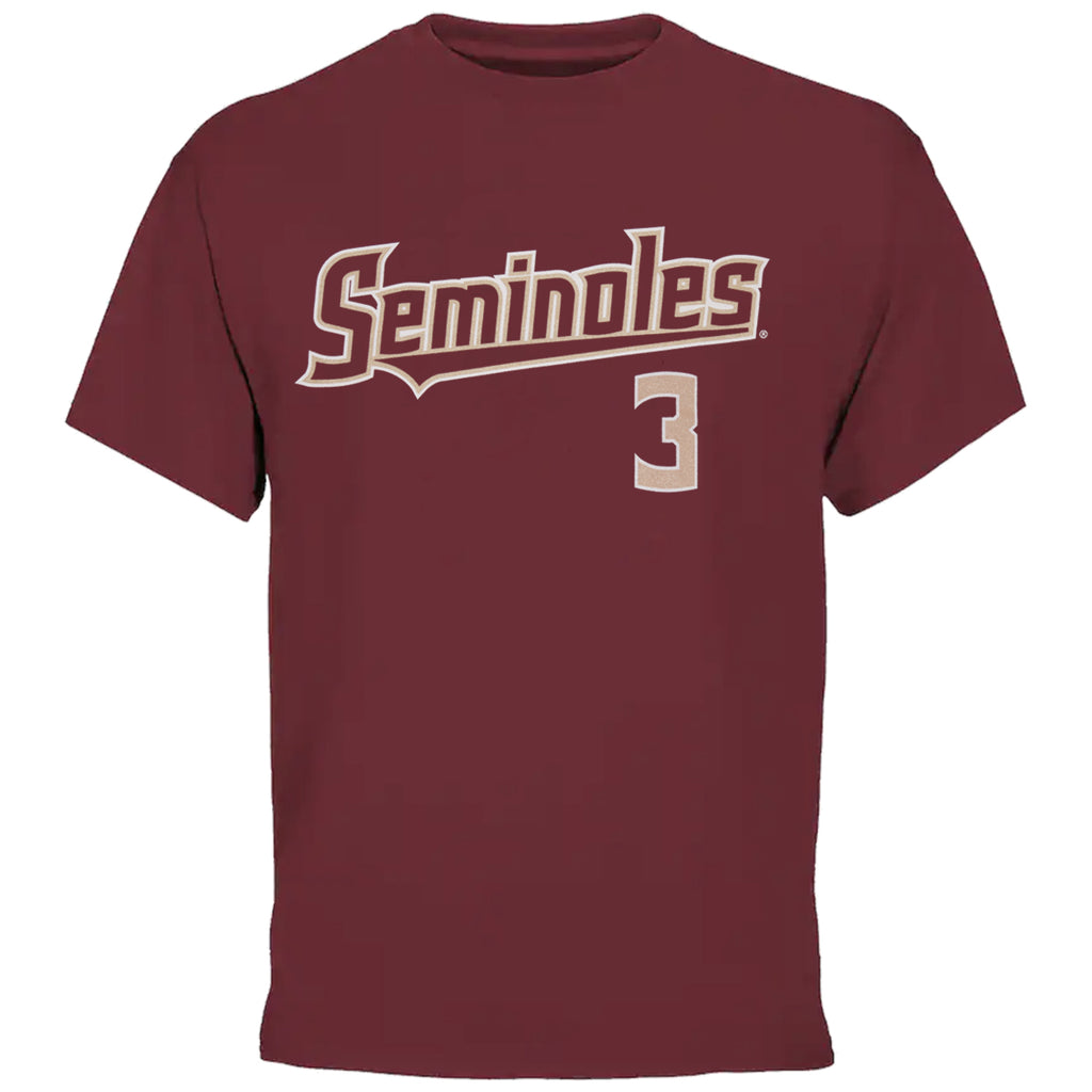 Retro Brand Adult/Unisex Seminoles Jordan Carrion #3 Short Sleeve T-shirt - Garnet