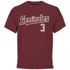 Retro Brand Adult/Unisex Seminoles Jordan Carrion #3 Short Sleeve T-shirt - Garnet