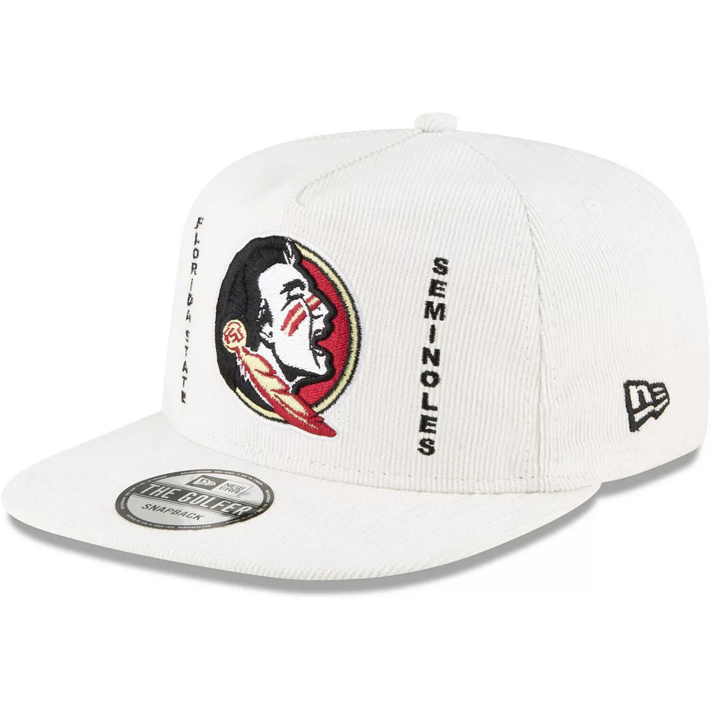 New Era Seminole Logo/Seminoles Flat Ball Snap Back - White