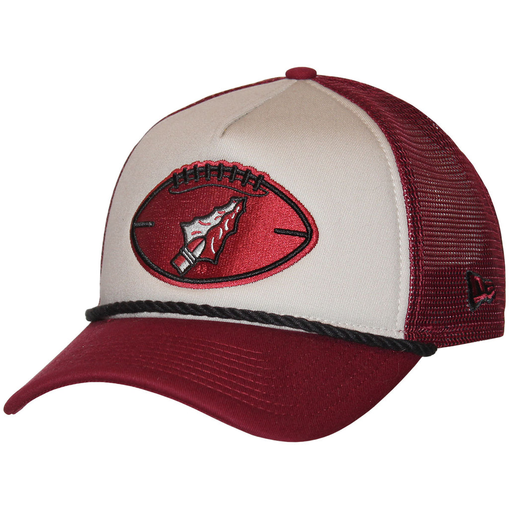 New Era Vault Arrowhead Football Design 940AF Adjustable NFL24 Sideline Cap - Garnet/Stone