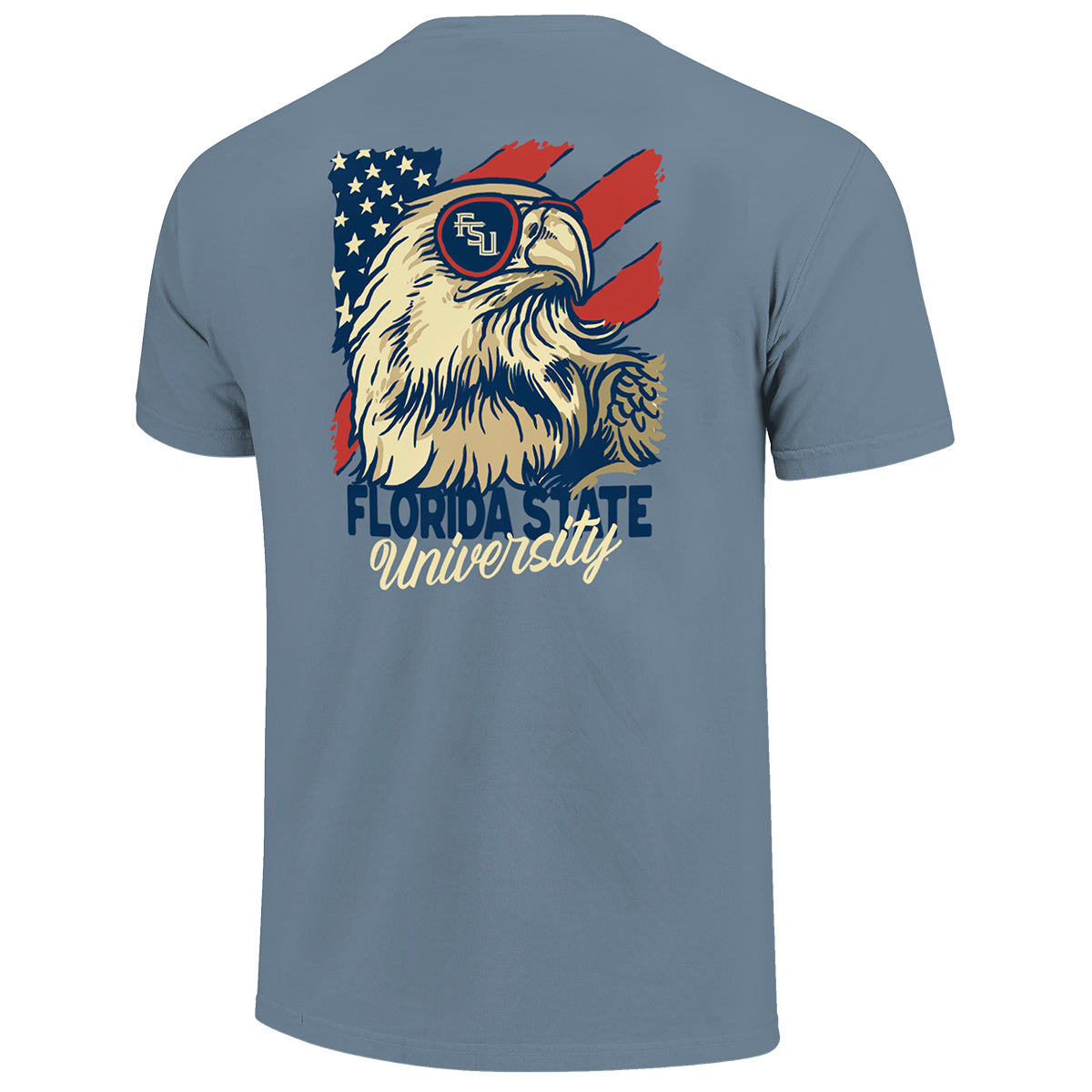 Image One Comfort Colors Americana FSU Eagle Design Short Sleeve T-shirt - Blue Jean