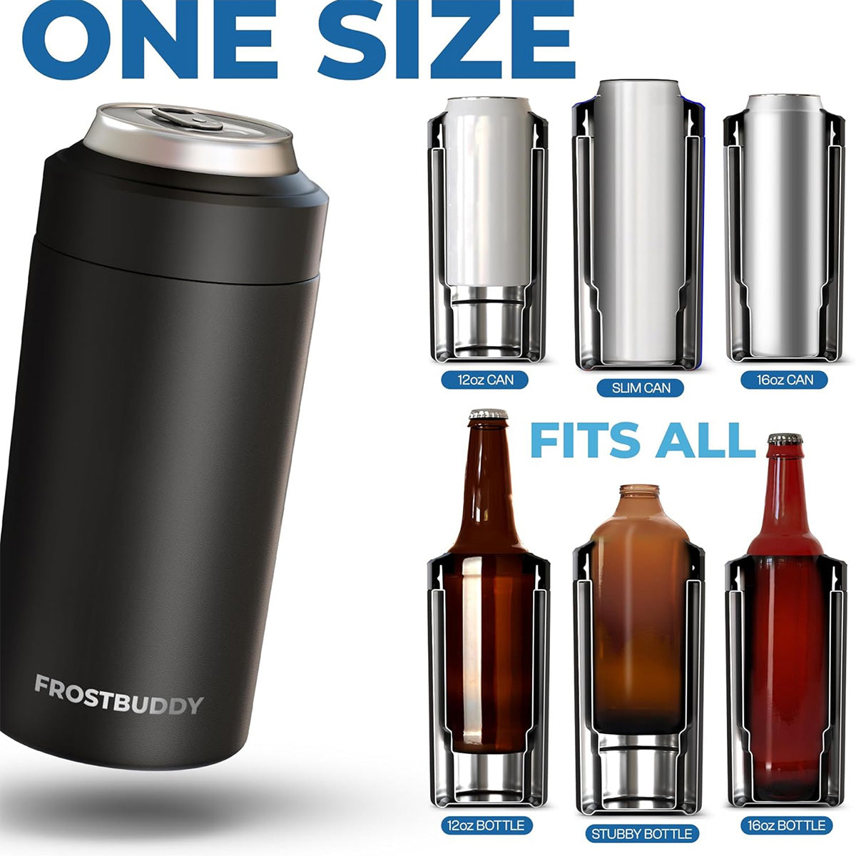 Frostbuddy Tonal Stacked FSU Arrowhead Design Universal Can Cooler - Black