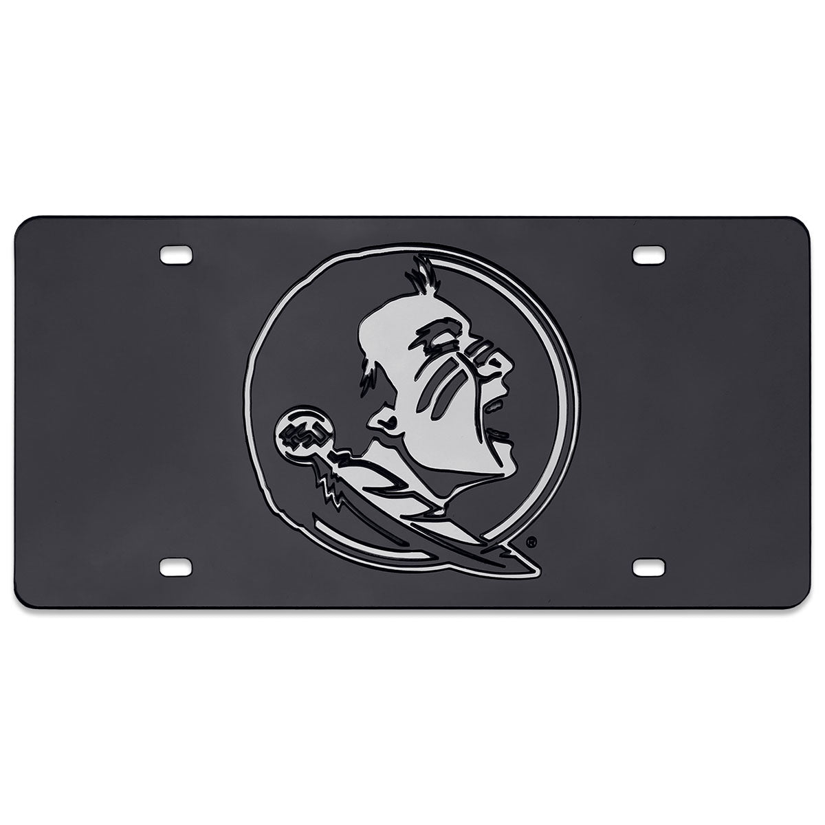 Rico Seminole Logo Mirrored Acrylic License Plate - Silver/Black
