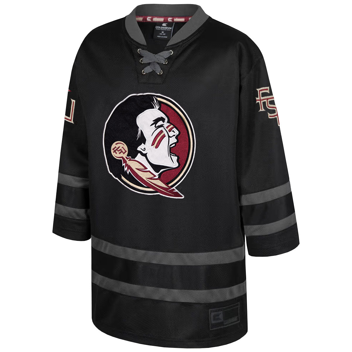 Colosseum Youth Seminole Logo/Stacked FSU Hockey Jersey - Black