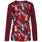 Concept Sports Women's Stacked FSU Stringed Light Design 2024 Holiday Sleep Set - Garnet