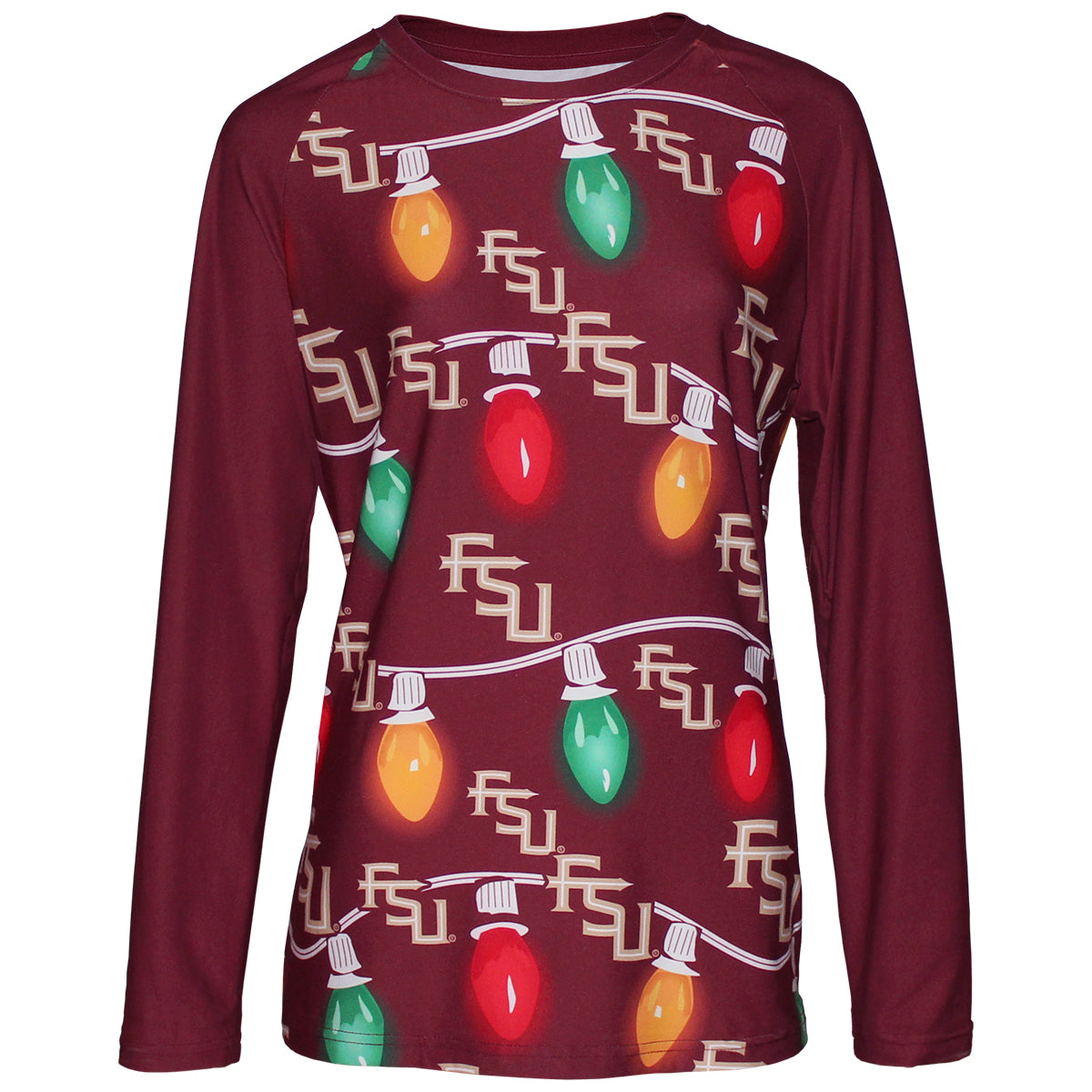 Concept Sports Women's Stacked FSU Stringed Light Design 2024 Holiday Sleep Set - Garnet