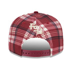 New Era Seminole Logo 950 Adjustable Flat Bill Snapback Plaid Cap - Garnet